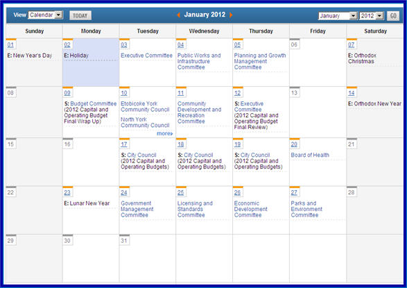 2012 Meeting Schedule