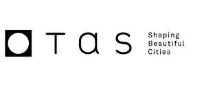 black and white TAS logo