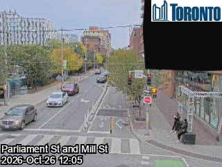 Live traffic camera: Parliament St at Mill St