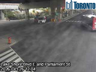 Live traffic camera: Lake Shore Blvd E at Parliament St
