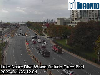 Live traffic camera: Lake Shore Blvd W at Newfoundland Rd / Ontario Place Blvd