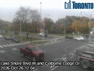 Live traffic camera: Lake Shore Blvd W at Colborne Lodge Dr