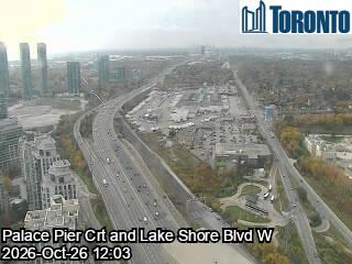 Live traffic camera: Lake Shore Blvd W at Palace Pier Crt