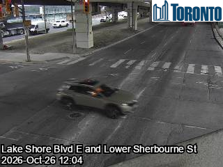Live traffic camera: Lake Shore Blvd E at Lower Sherbourne St