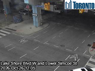 Live traffic camera: Lake Shore Blvd W at Lower Simcoe St