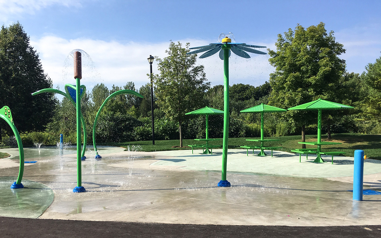 Children's splash pad at Milliken Park in Toronto