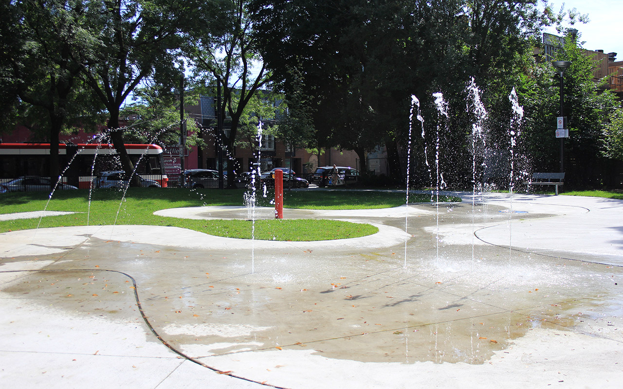 The splash pad at Sackville Playground.