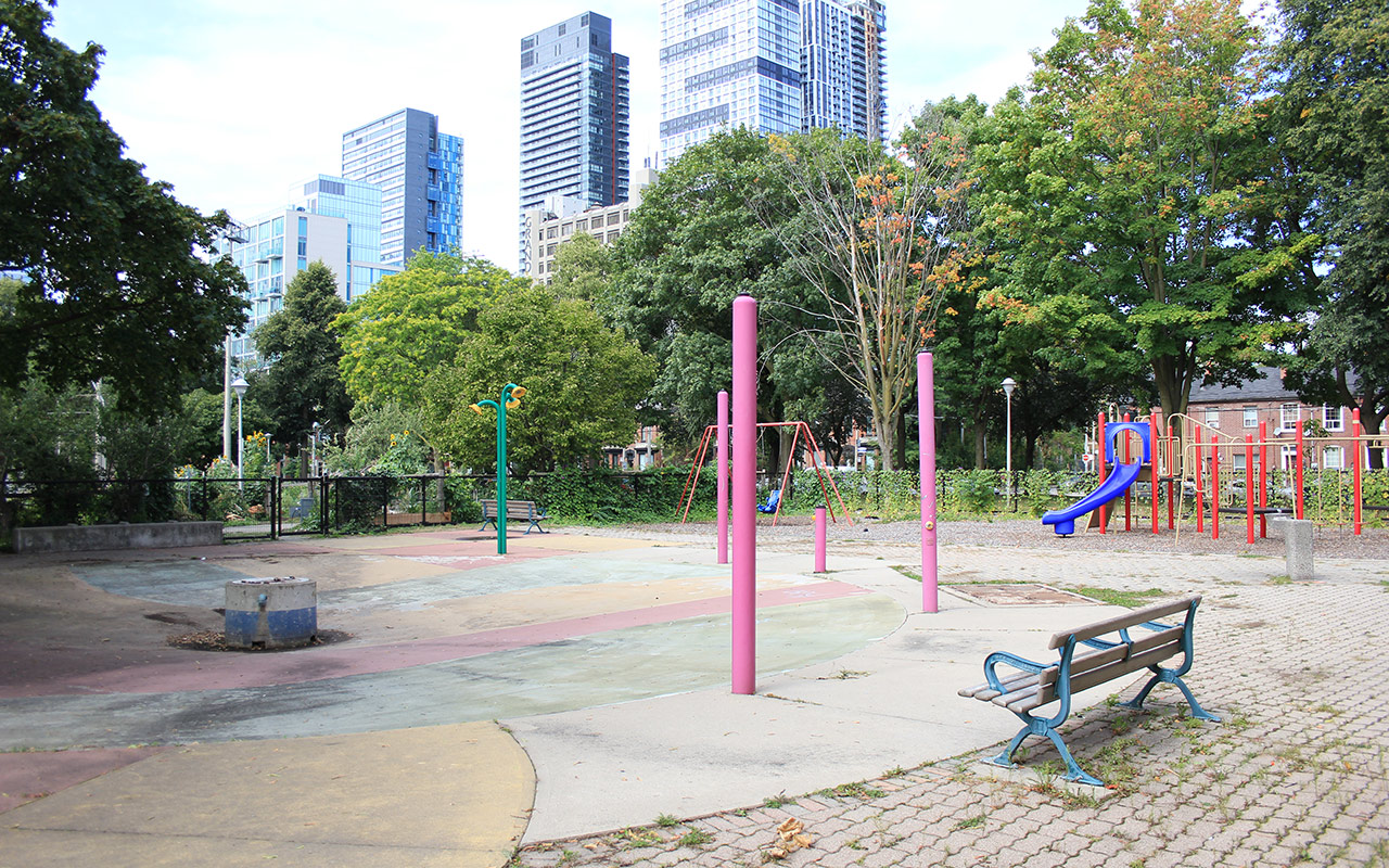 The splash pad at Moss Park.
