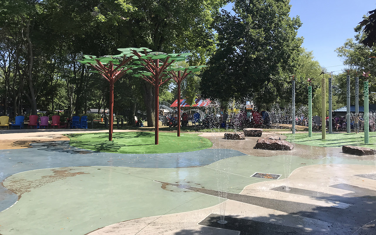 The splash pad near Centreville on Toronto Island Park.