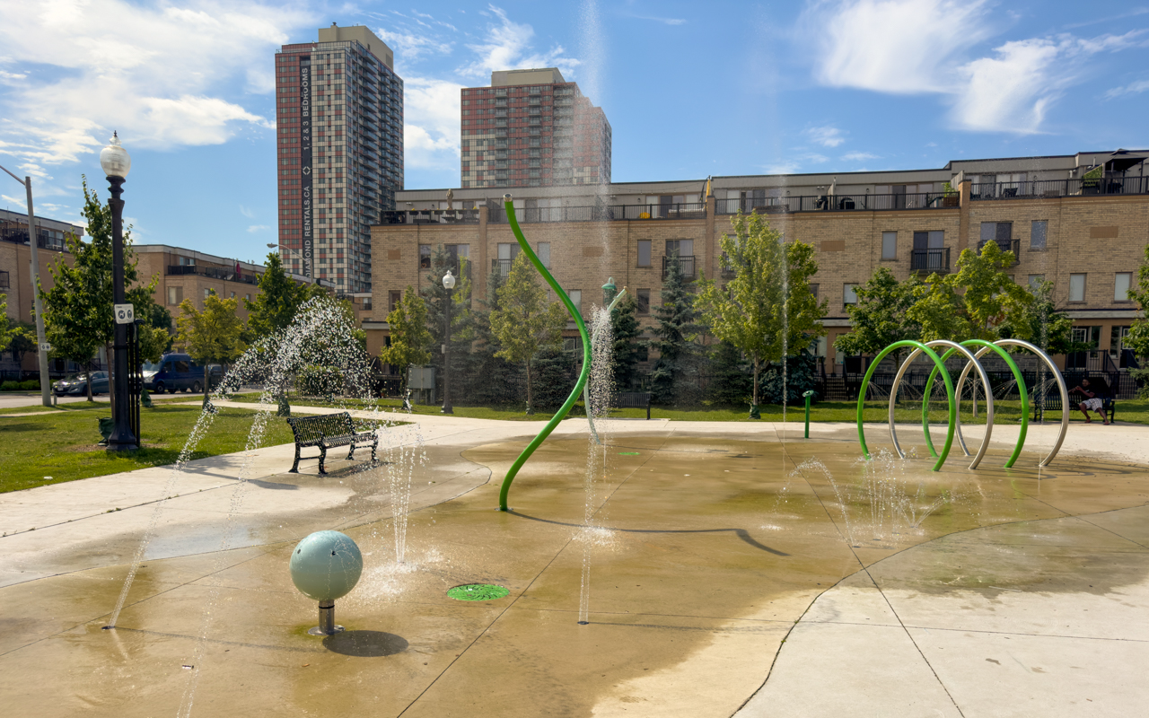 The splash pad at Davenport Village Park. 