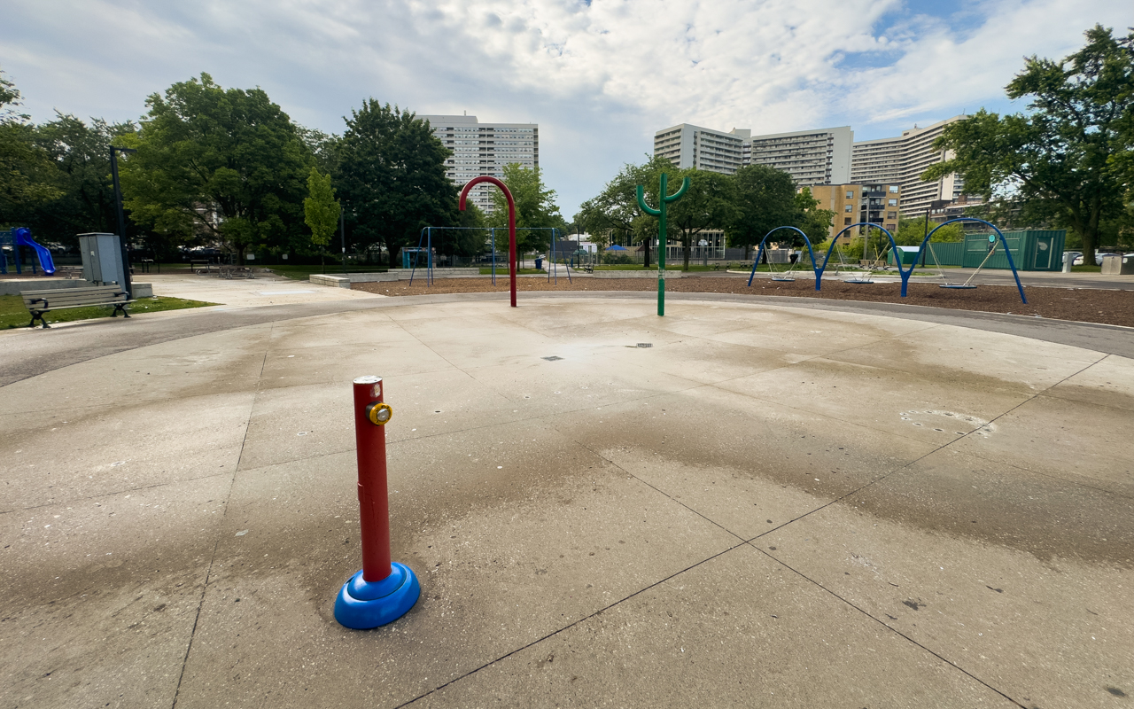 Splash pad at R.V. Burgess Park.