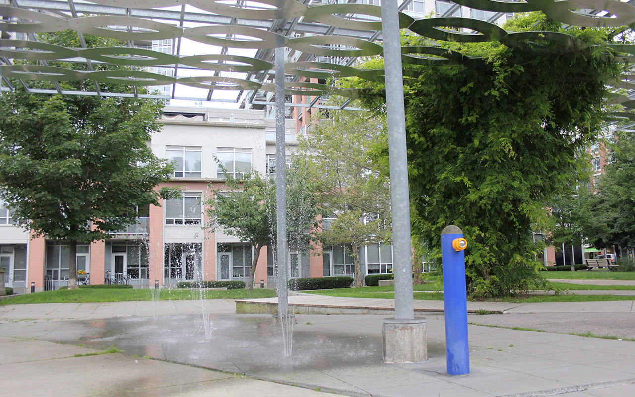 The splash pad at Massey Harris Park.
