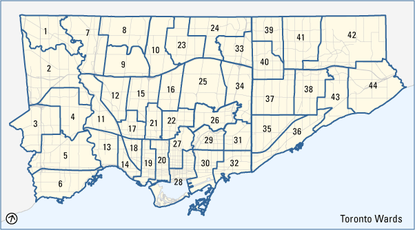 map of toronto with ward boundaries