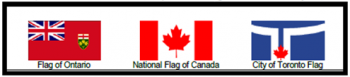 Figure 3 b displays a Canadian flag, a provincial flag and flag of a municipality