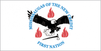 Flag including symbols of Mississaugas of the New Credit First Nation