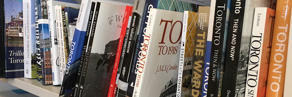 Books on a library shelf