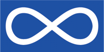 Flag with symbols of Métis Nation