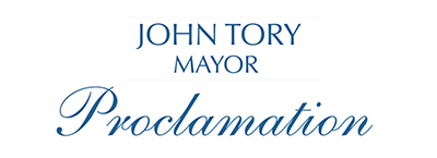 John Tory Mayor of Toronto - Proclamation