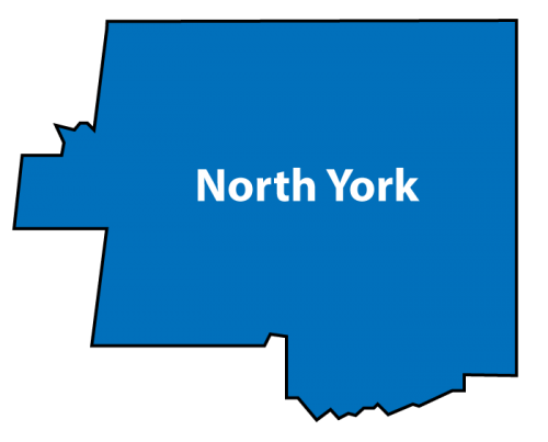 Shows the boundaries of the region of North York