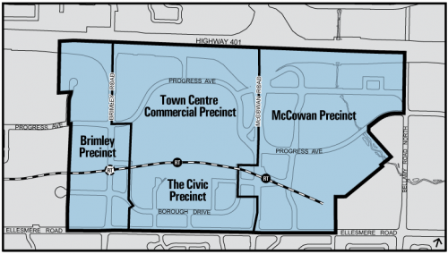 Map showing the boundary areas of the Scarborough Centre