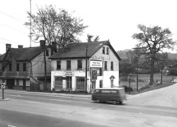 Outside Jolly Miller Hotel (left) and York Mills Skating Rink