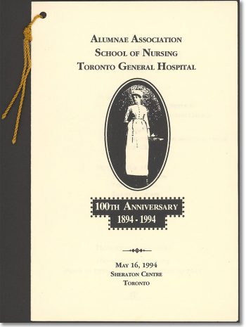 Alumnae Association, School of Nursing, Toronto General Hospital 100th Anniversary program card