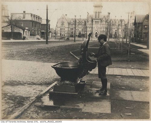 Drinking fountain at College Street and Spadina Avenue