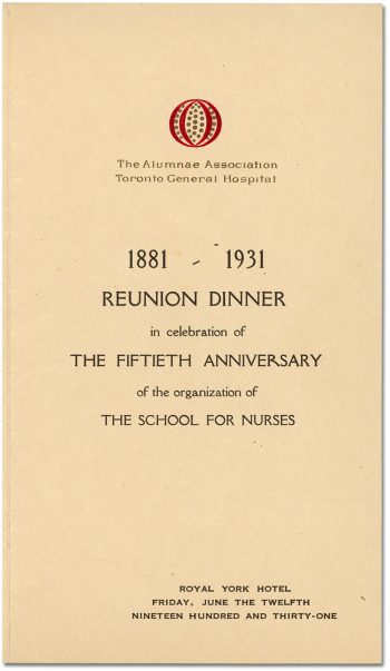 Programme for reunion dinner in celebration of the school's fiftieth anniversary