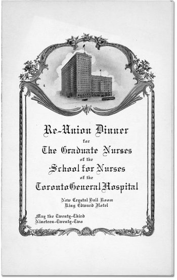 Programme for reunion dinner for graduate nurses