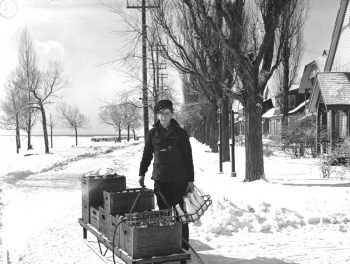 A milkman makes his rounds on the Island