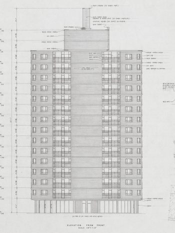 Sketch of Woodland Acres, Scarborough, fifty-fifty building, 1962