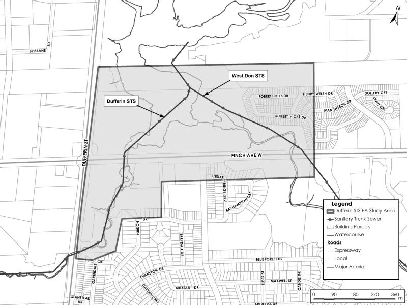 Dufferin Sanitary Trunk Sewer Environmental Assessment Study Area Map