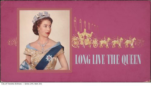 TTC advertising card commemorating the Queen's coronation