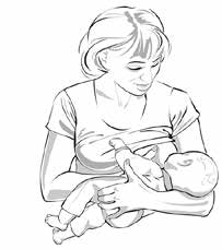woman breastfeeding baby in cradle position