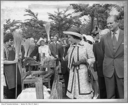 Queen Elizabeth II at the Black Creek Pioneer Village display at High Park June 28, 1973