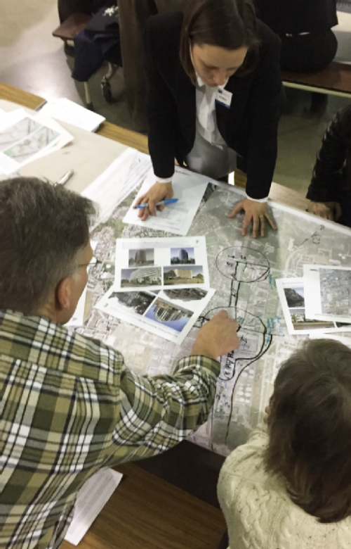 Attendees of the March 2017 Keele Finch Plus public workshop looking at building options.