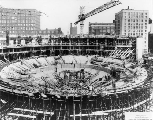 Concrete forms for City Hall's round Council Chamber