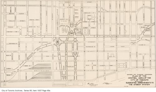 Plan of suggested improvements to Toronto's street system, 1929