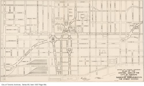 Plan of suggested improvements to Toronto's street system, 1929