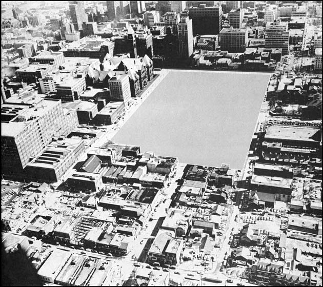 Site of City Hall from the air