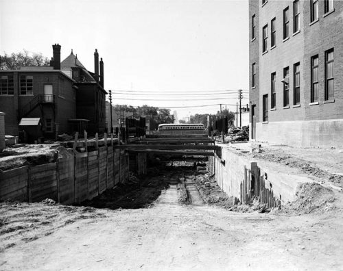 Excavation for streetcar tracks