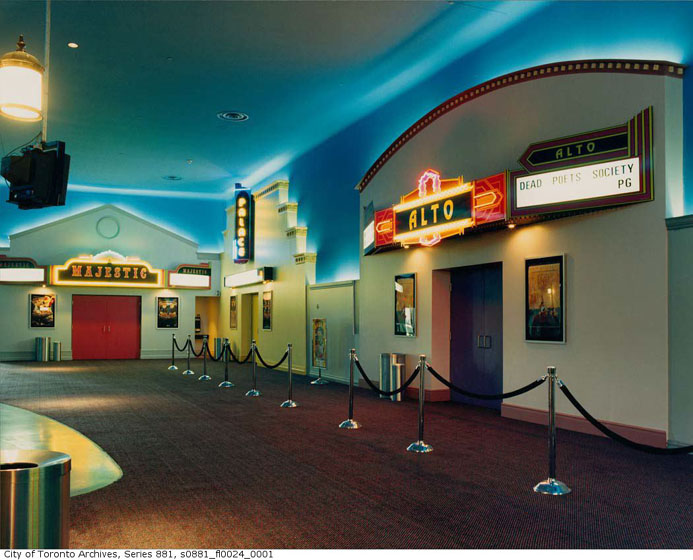 Multiplex, Oakville Town Centre, interior, lobby, 1989