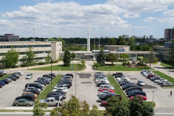 Slight aerial view of Etobicoke Civic Centre