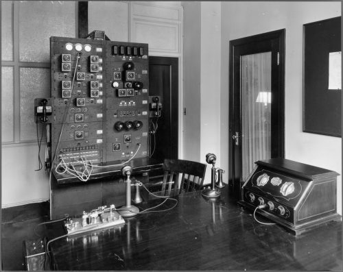 Radio recording equipment within room at King Edward Hotel, Toronto