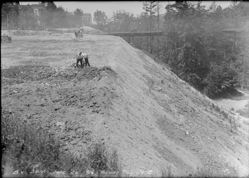 Large mound of bare earth.