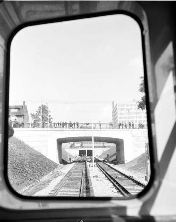 Looking ahead from driver's cab