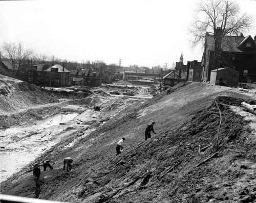 Large trench excavation.