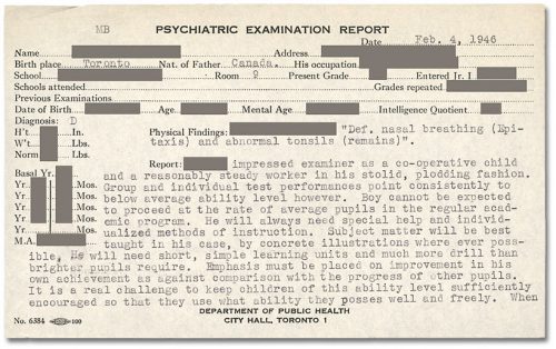 Psychiatrist's report about child.