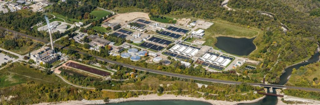 Aerial image of Highland Creek Wastewater Treatment Plant