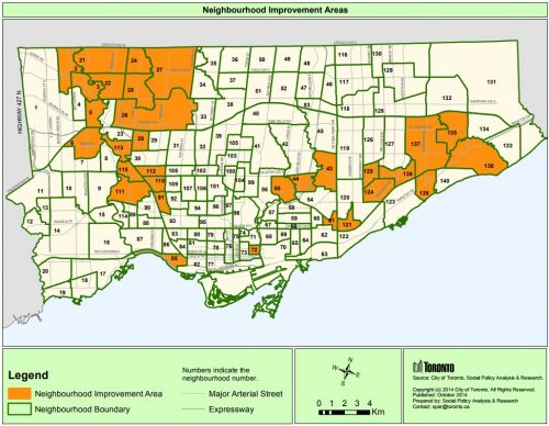 Map of toronto nias neighbourhood improvement areas